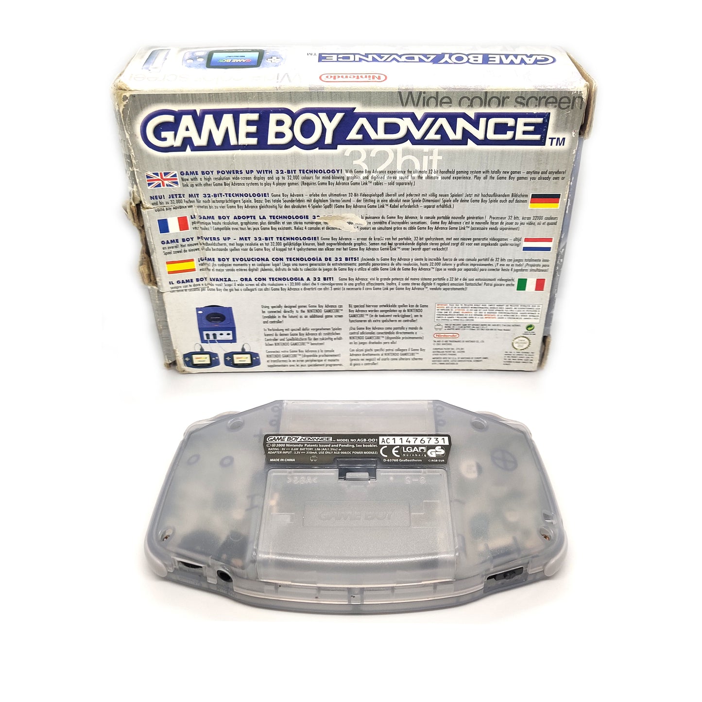 Nintendo Game Boy Advance konzol Clear + doboz